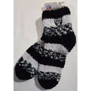 Women's Socks Oakland Raiders Las Vegas Striped Fuzzy Socks NFL Team Apparel NWT